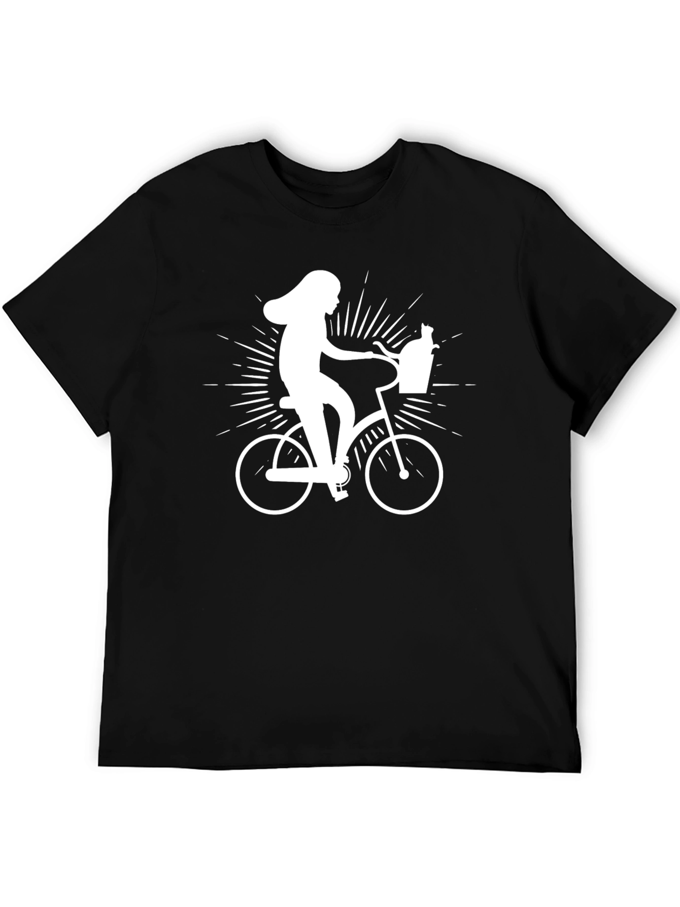 Whimsical Bike Ride T-Shirt - Cat in Basket!