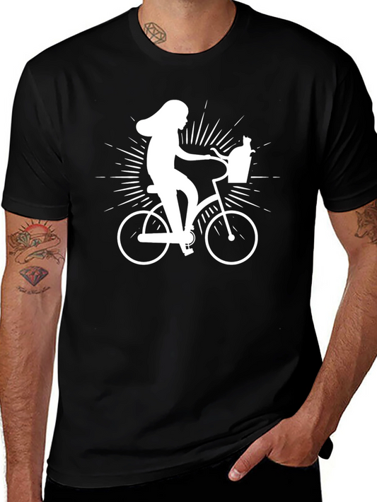 Whimsical Bike Ride T-Shirt - Cat in Basket!