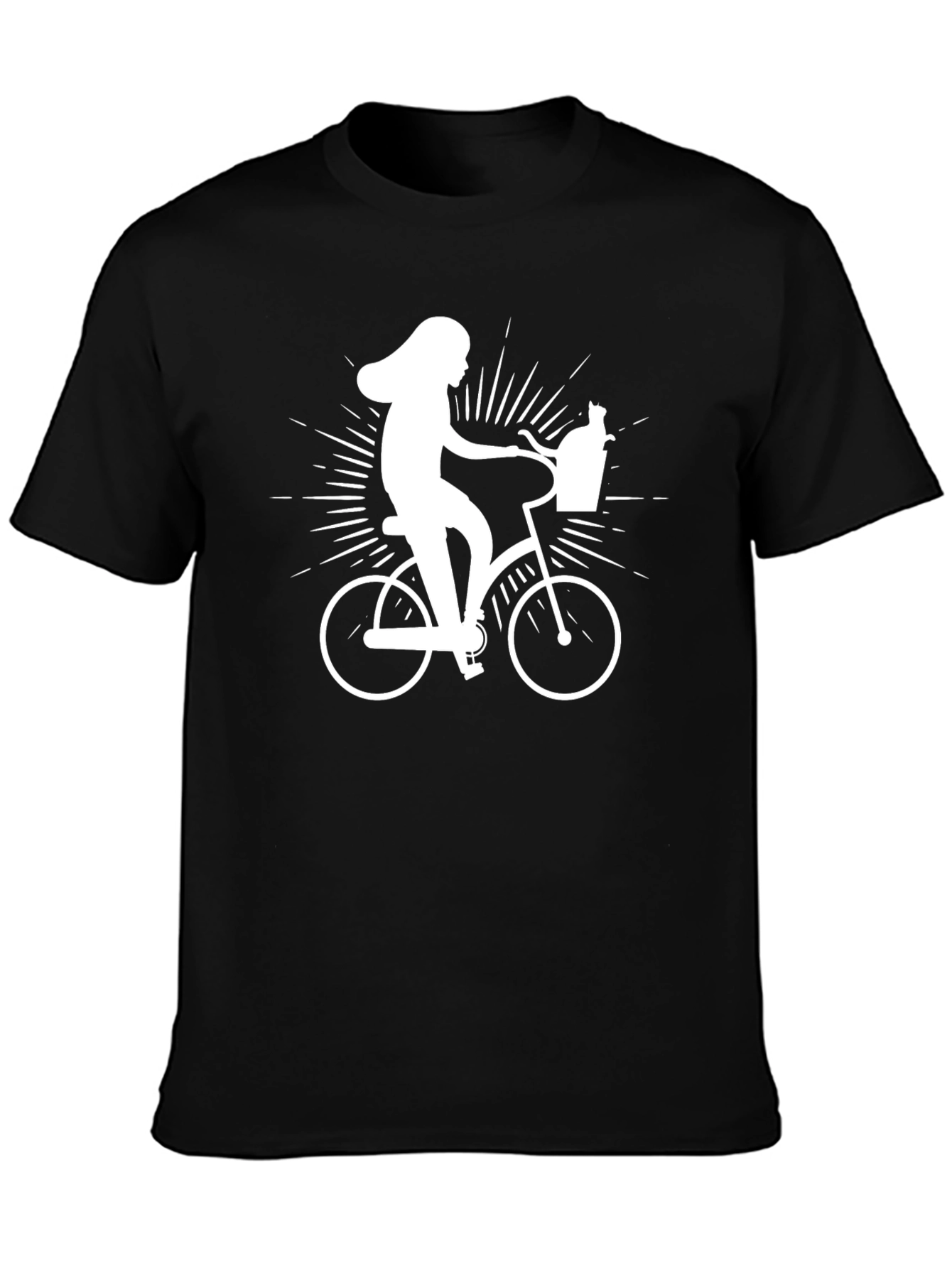 Whimsical Bike Ride T-Shirt - Cat in Basket!
