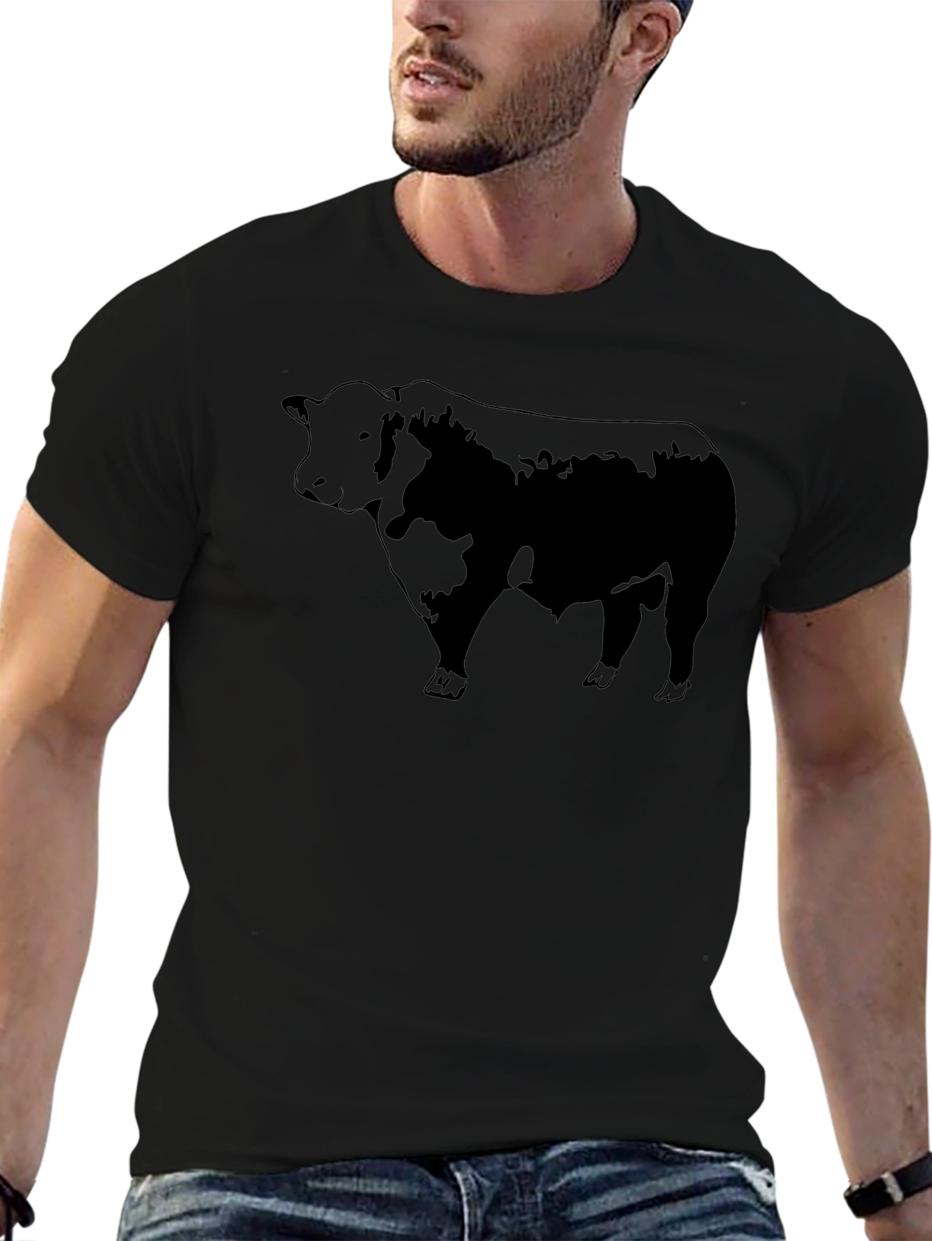 Black Bull Graphic Tee - Mens Crew Neck T-Shirt
