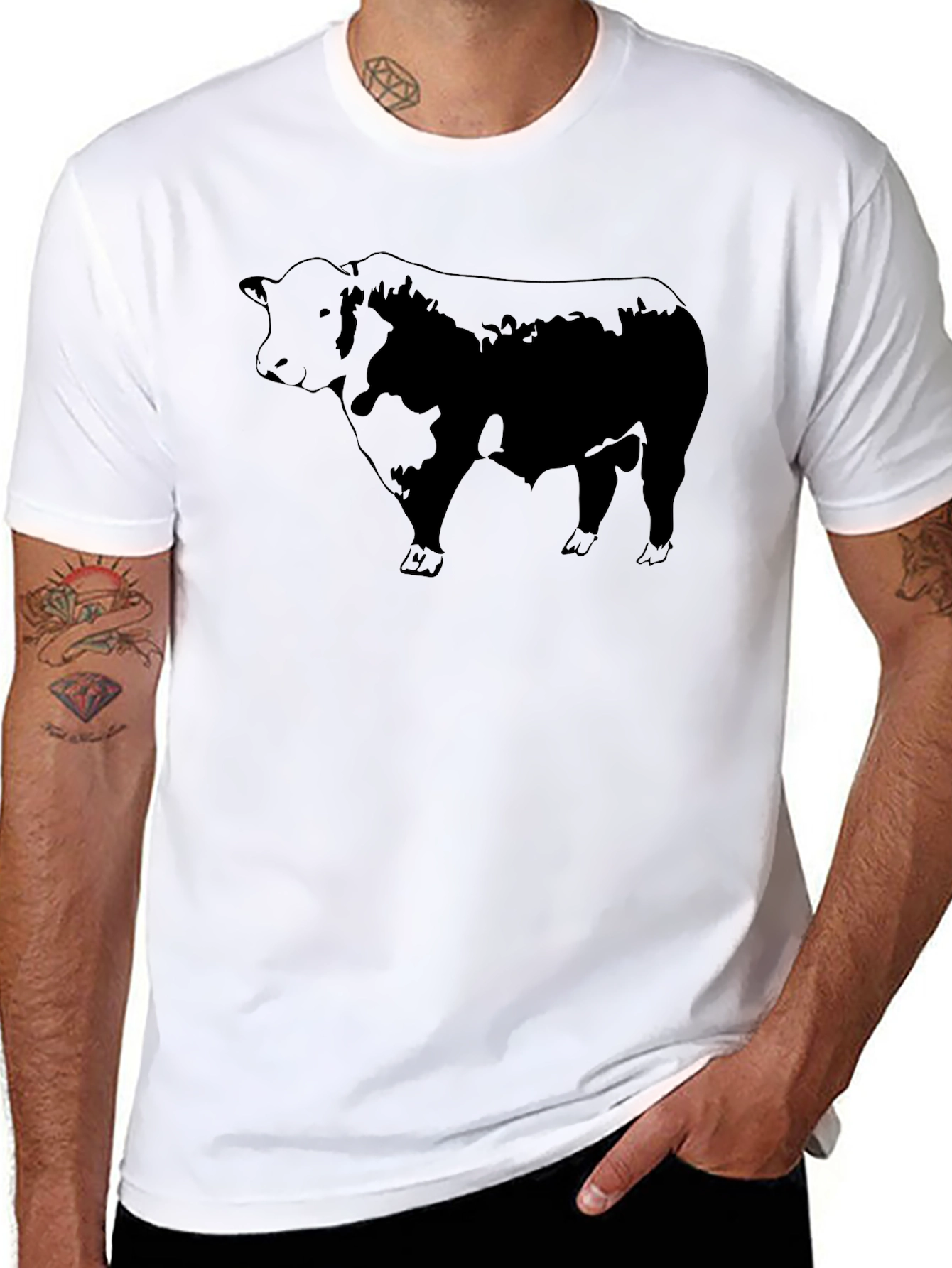 Black Bull Graphic Tee - Mens Crew Neck T-Shirt