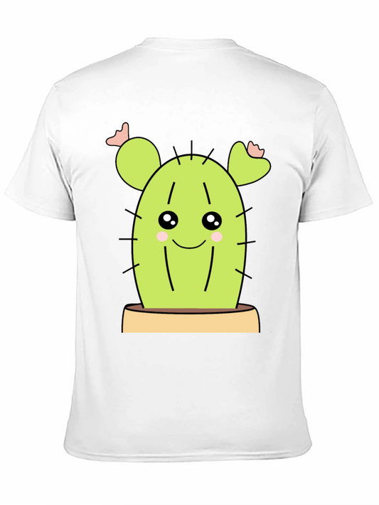 Cute Cactus Graphic Tee - Black Cotton Shirt