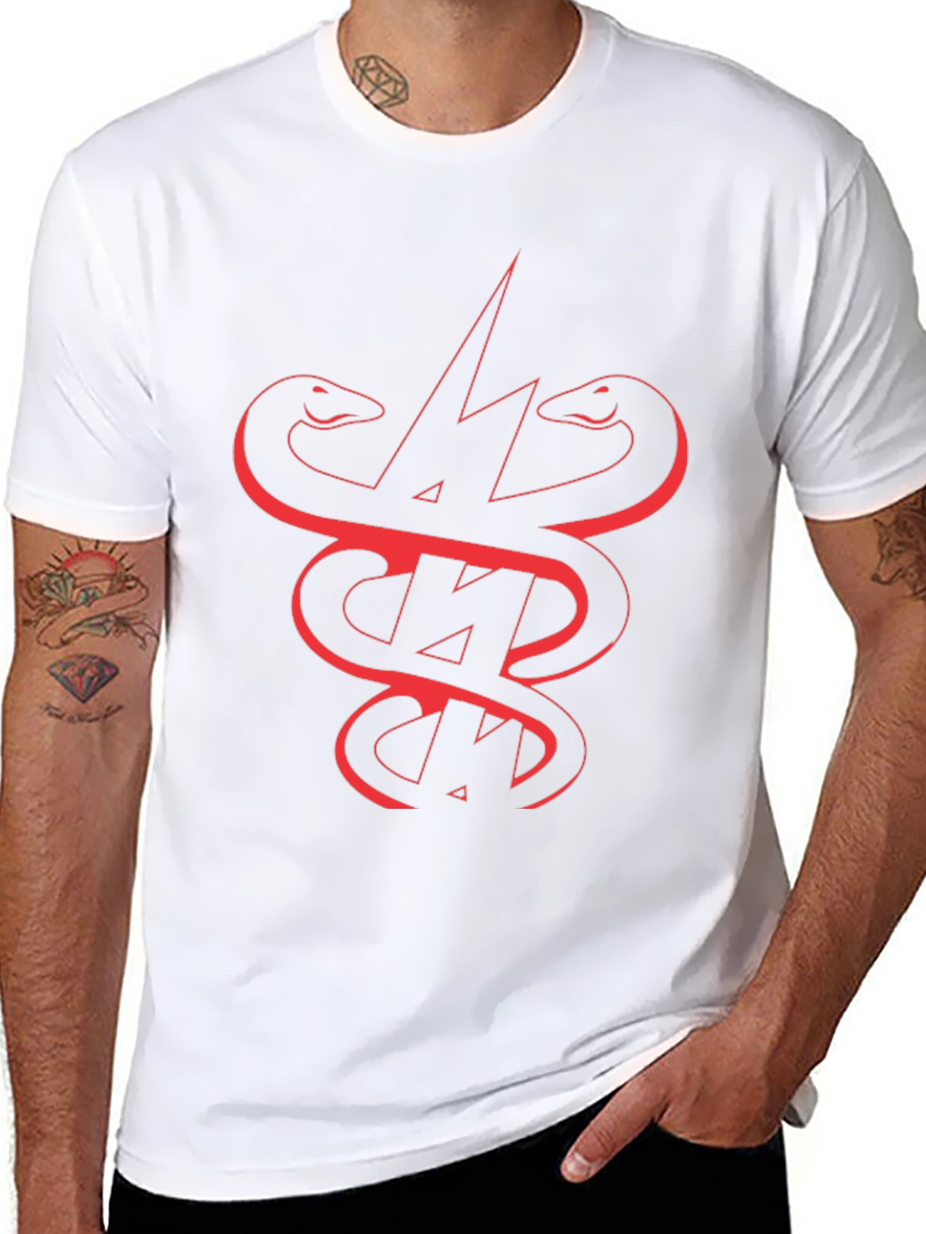 Black T-Shirt with Snake and Lightning Bolt Graphic