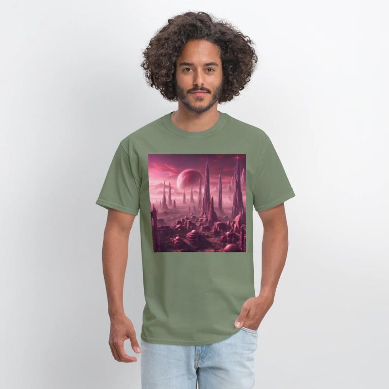 Futuristic Alien Skyline in Pink Hues