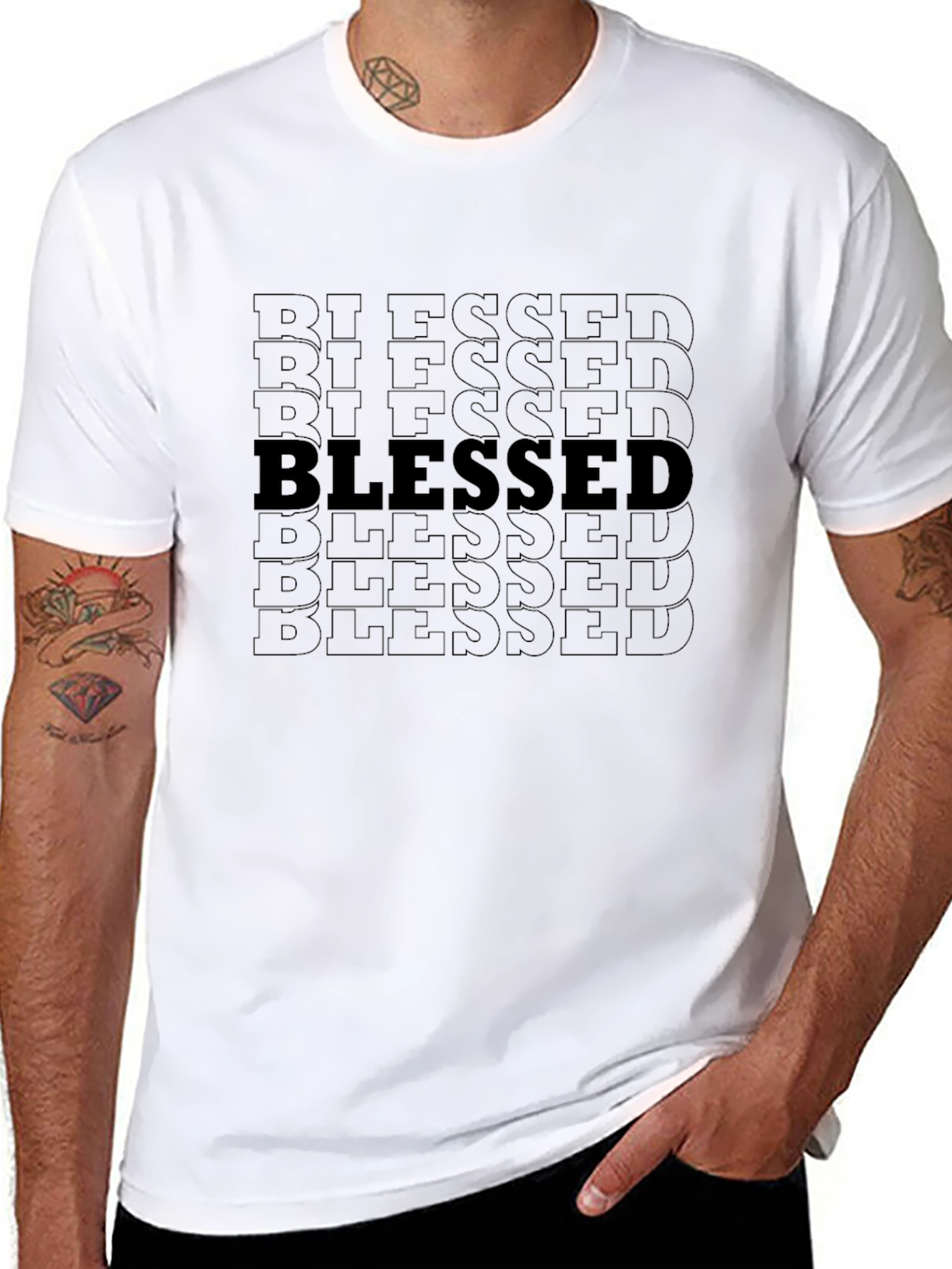 Blessed Graphic Print Mens Black T-Shirt