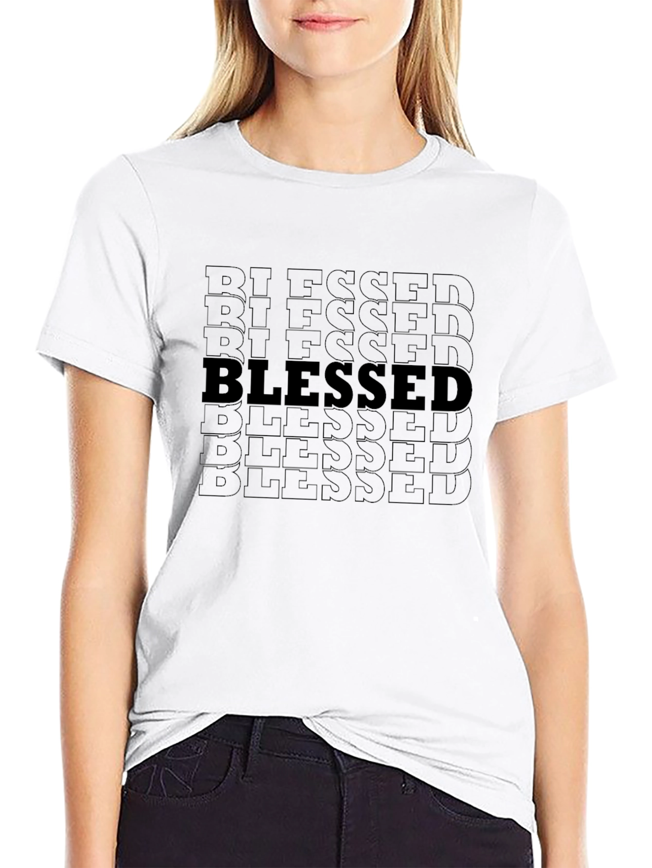 Blessed Graphic Print Mens Black T-Shirt