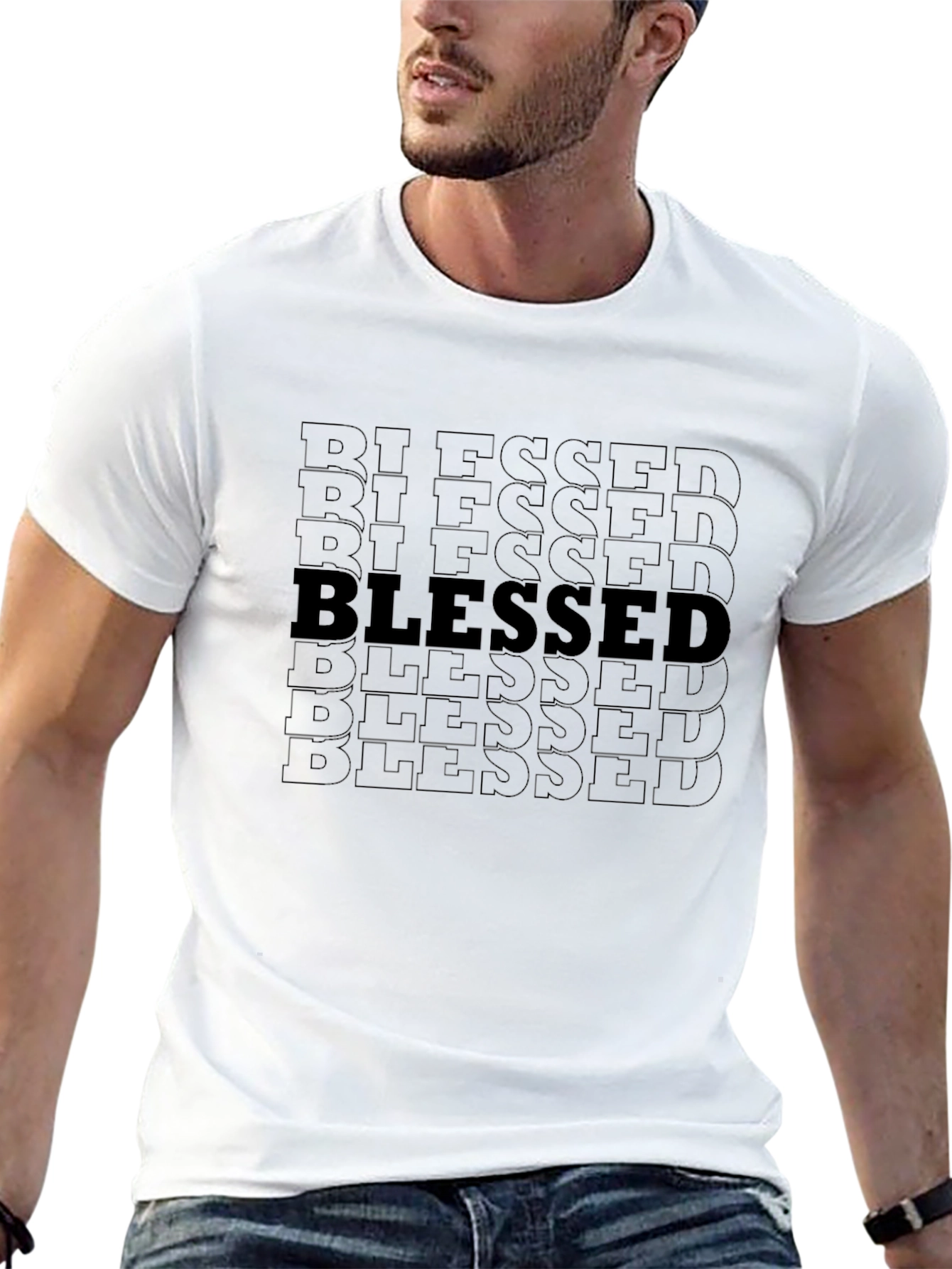 Blessed Graphic Print Mens Black T-Shirt
