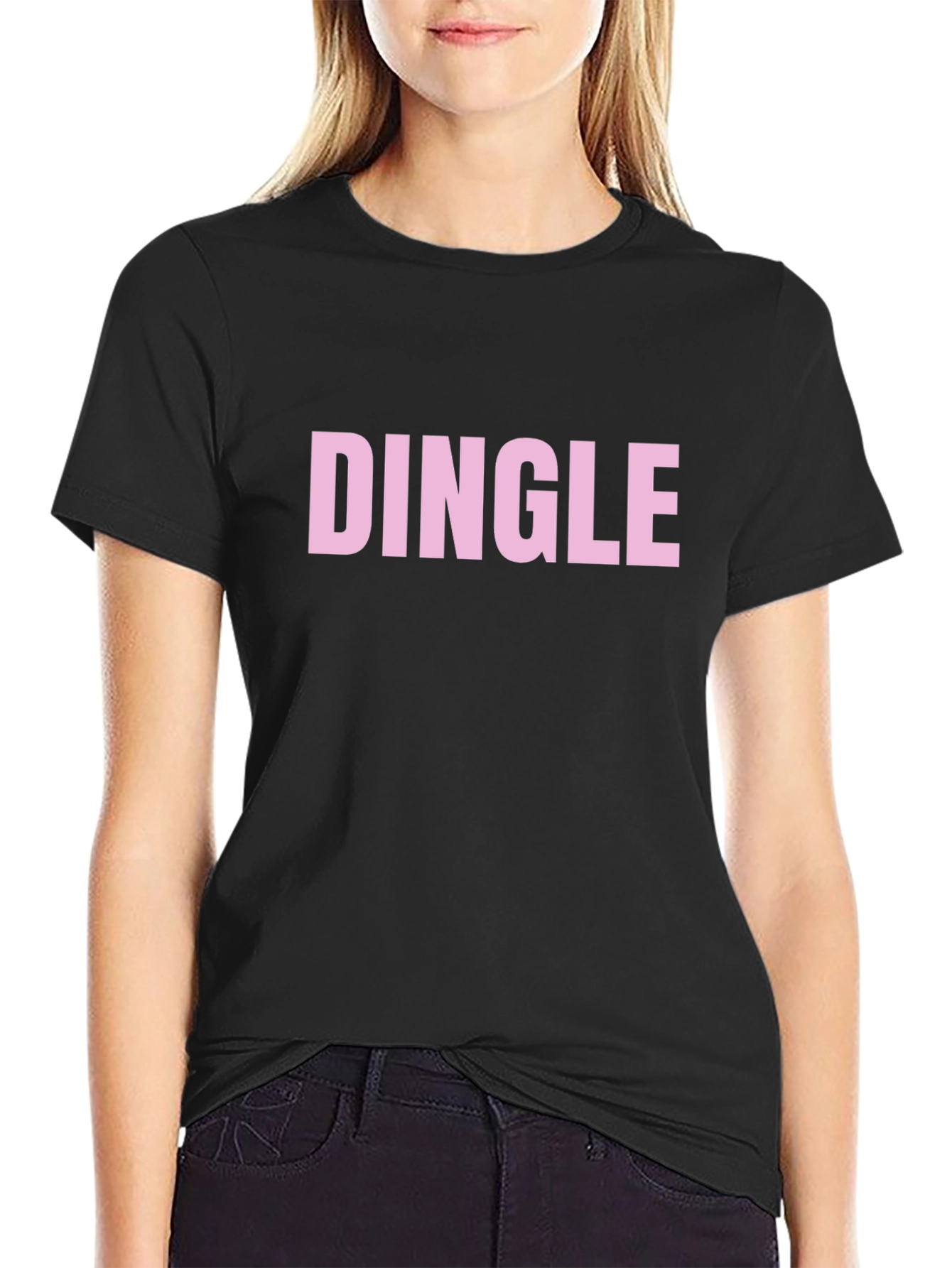 Dingle Graphic Tee - Pink Text on Black