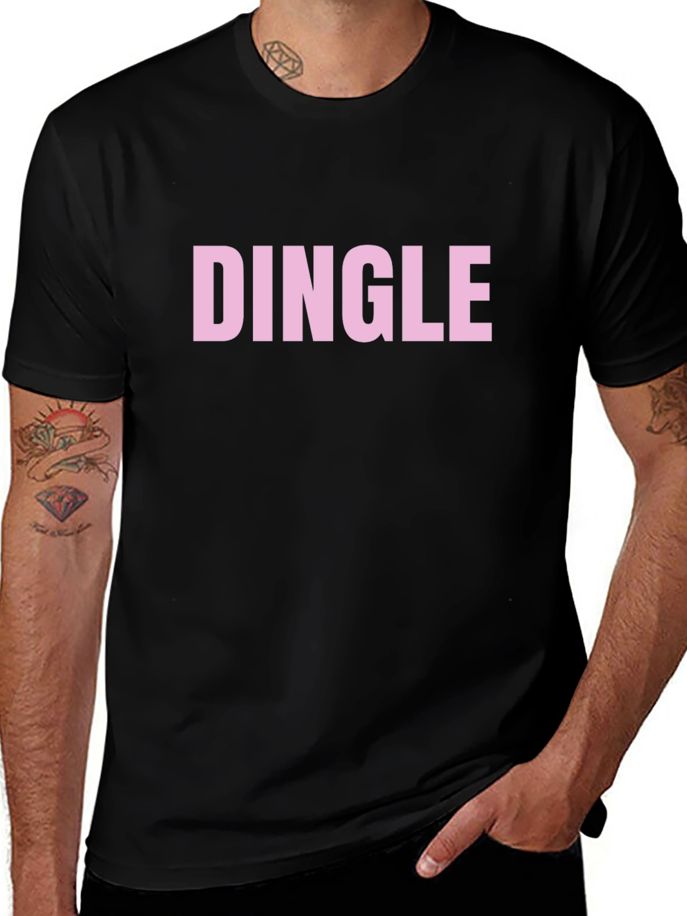 Dingle Graphic Tee - Pink Text on Black