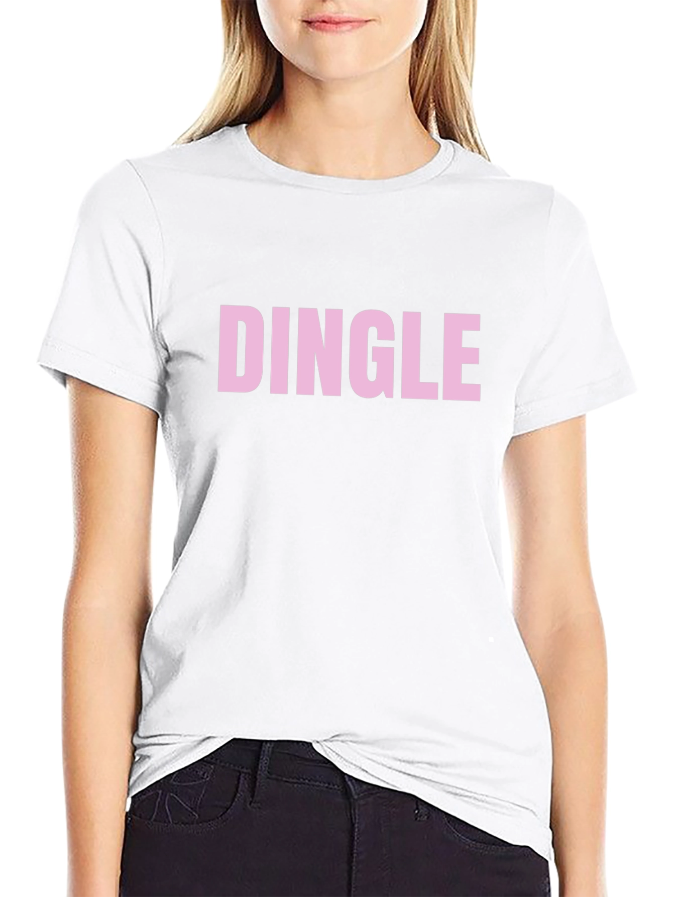 Dingle Graphic Tee - Pink Text on Black