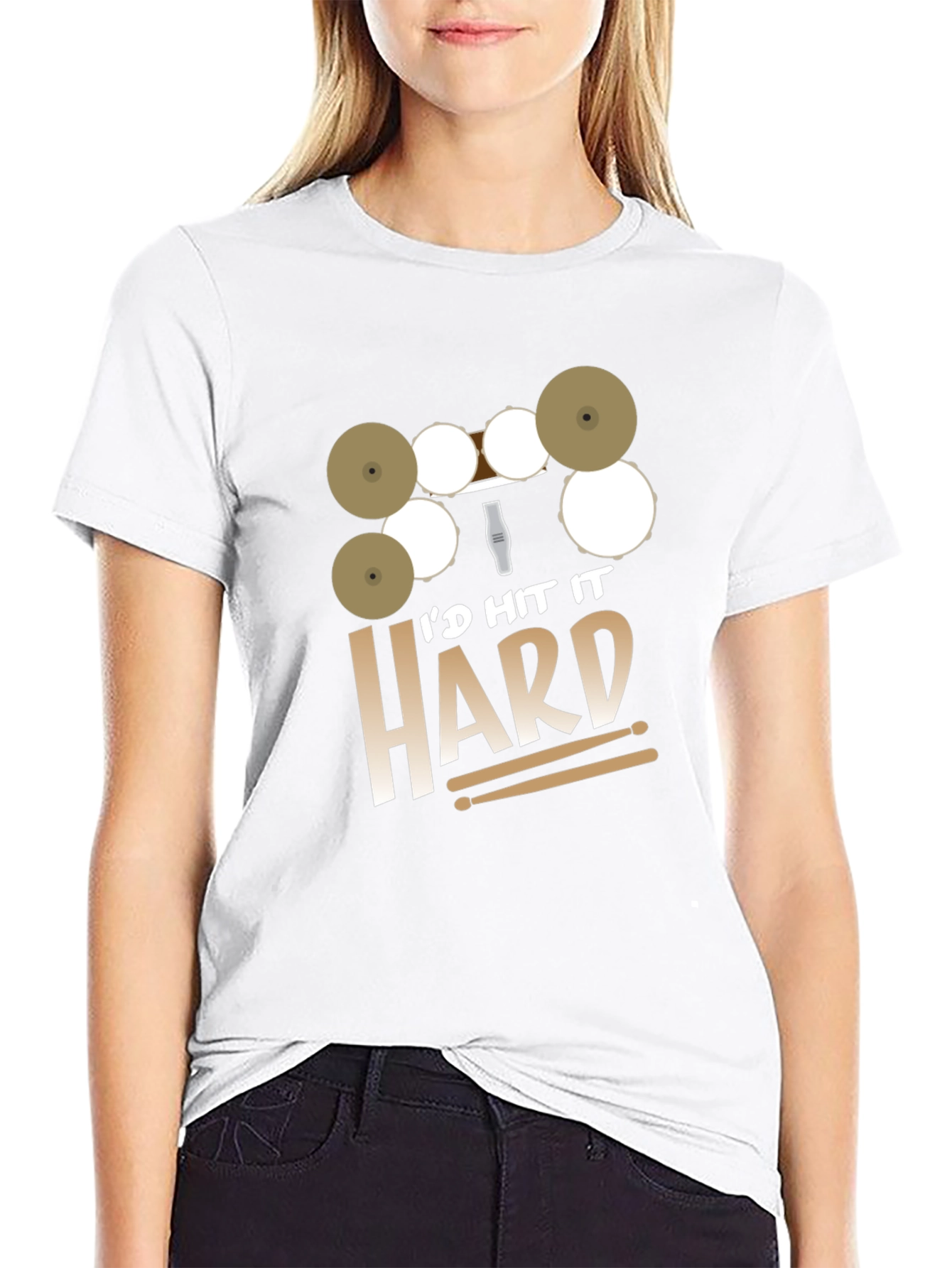 Id Hit It Hard Drummer Black T-Shirt
