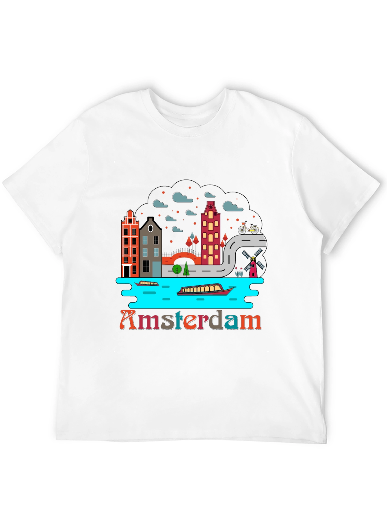 Amsterdam T-Shirt Black Graphic Tee Novelty Travel Shirt