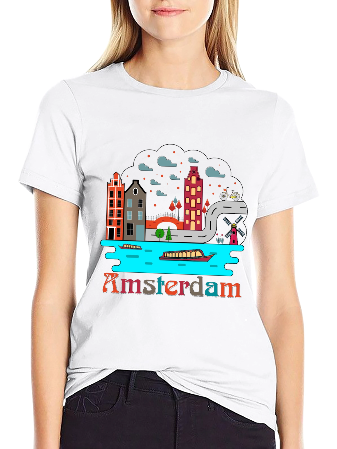 Amsterdam T-Shirt Black Graphic Tee Novelty Travel Shirt