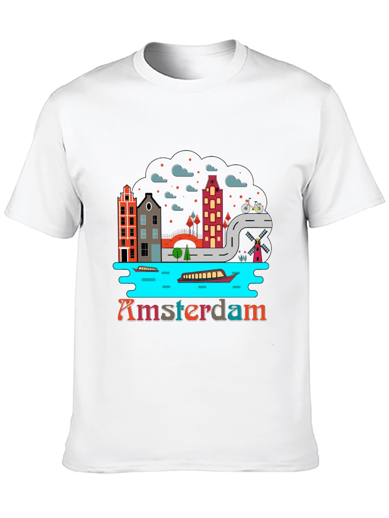 Amsterdam T-Shirt Black Graphic Tee Novelty Travel Shirt