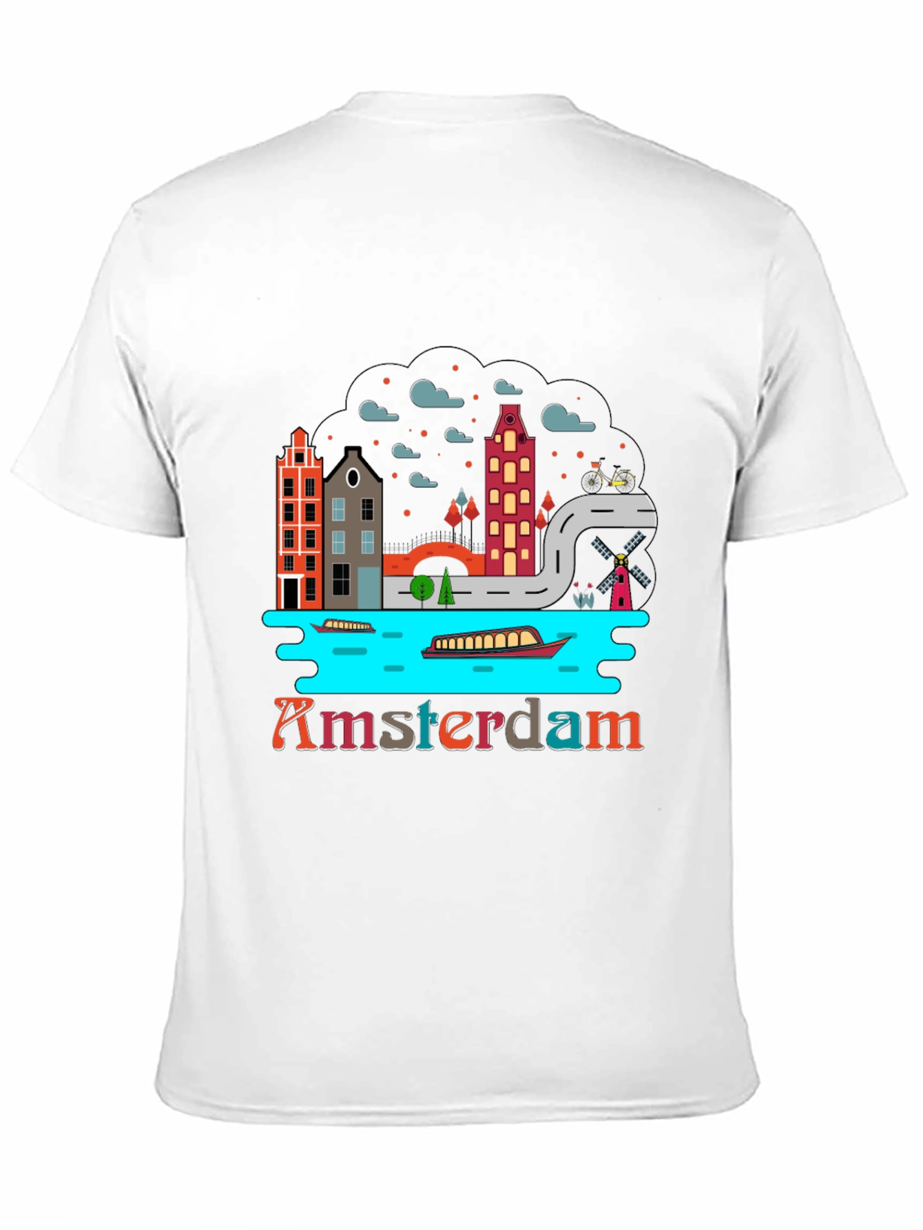 Amsterdam T-Shirt Black Graphic Tee Novelty Travel Shirt