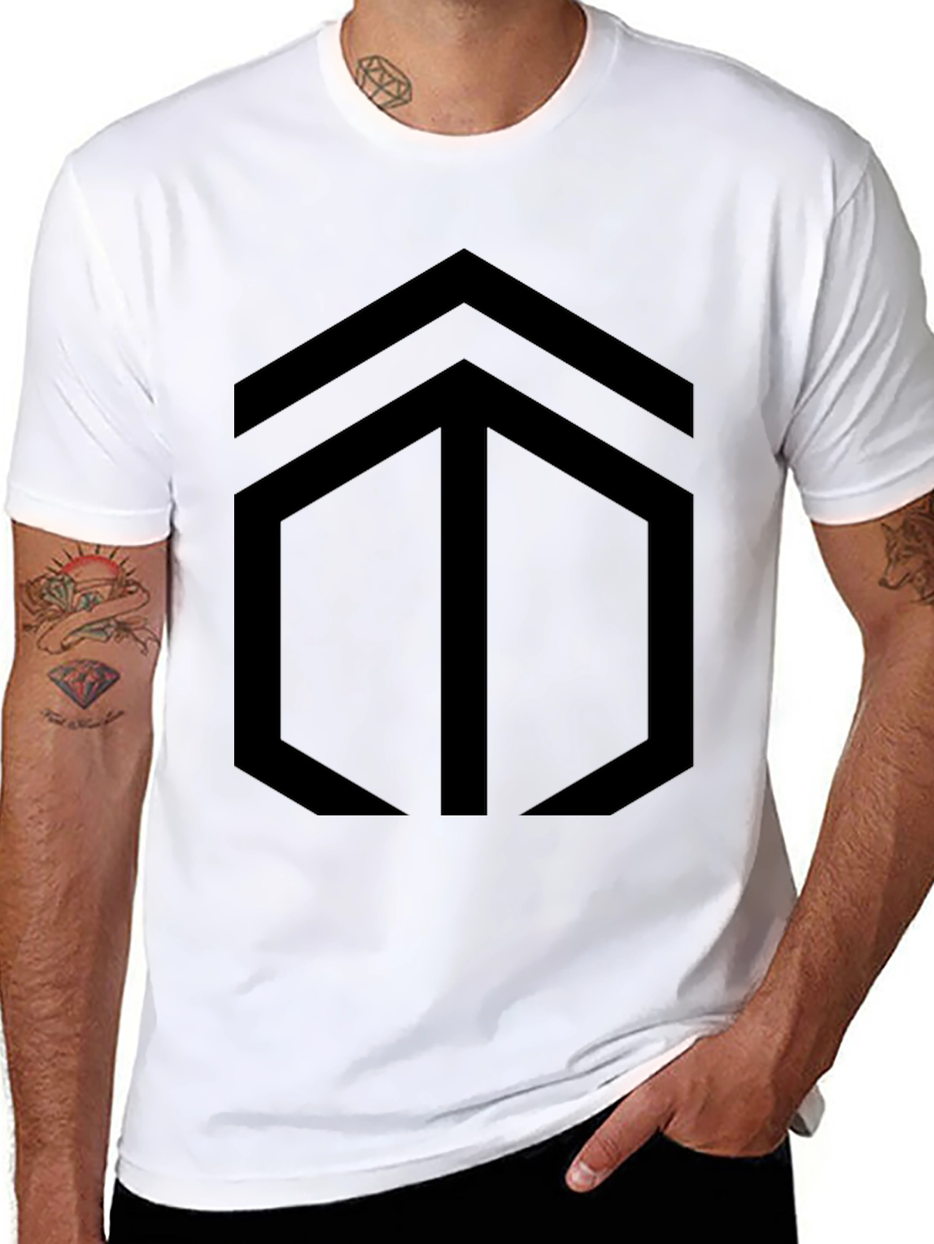 Geometric Design Black T-Shirt