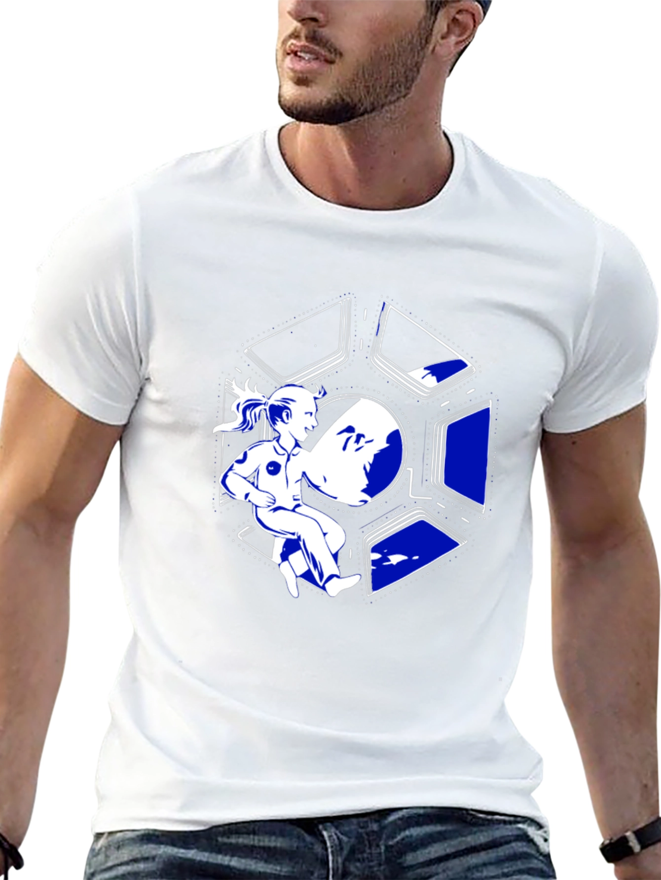 Sci-Fi Girl in Space T-Shirt - Black Cotton Tee