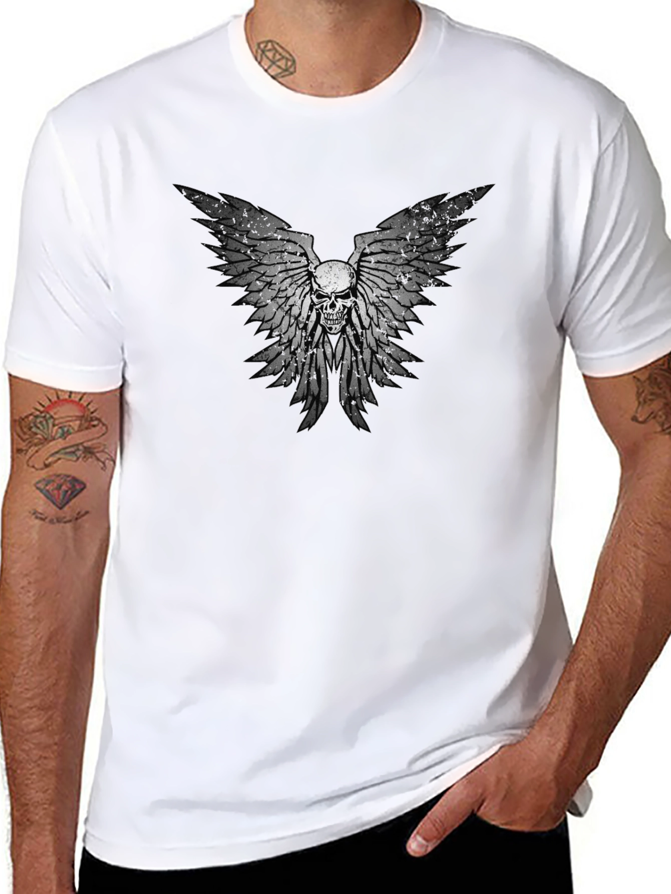Skull Wings Graphic Black T-Shirt