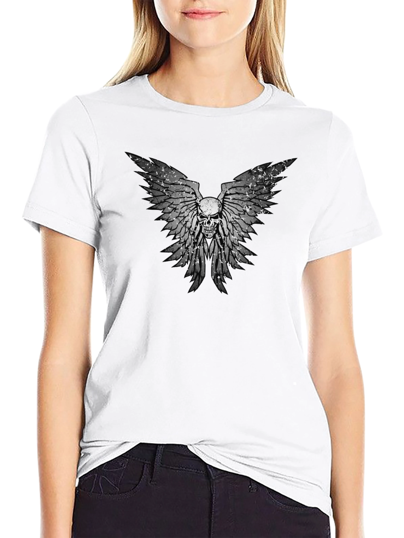 Skull Wings Graphic Black T-Shirt