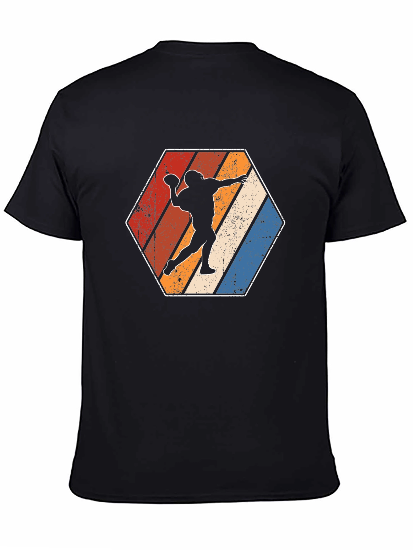 Retro Football Player Hexagon Graphic T-Shirt