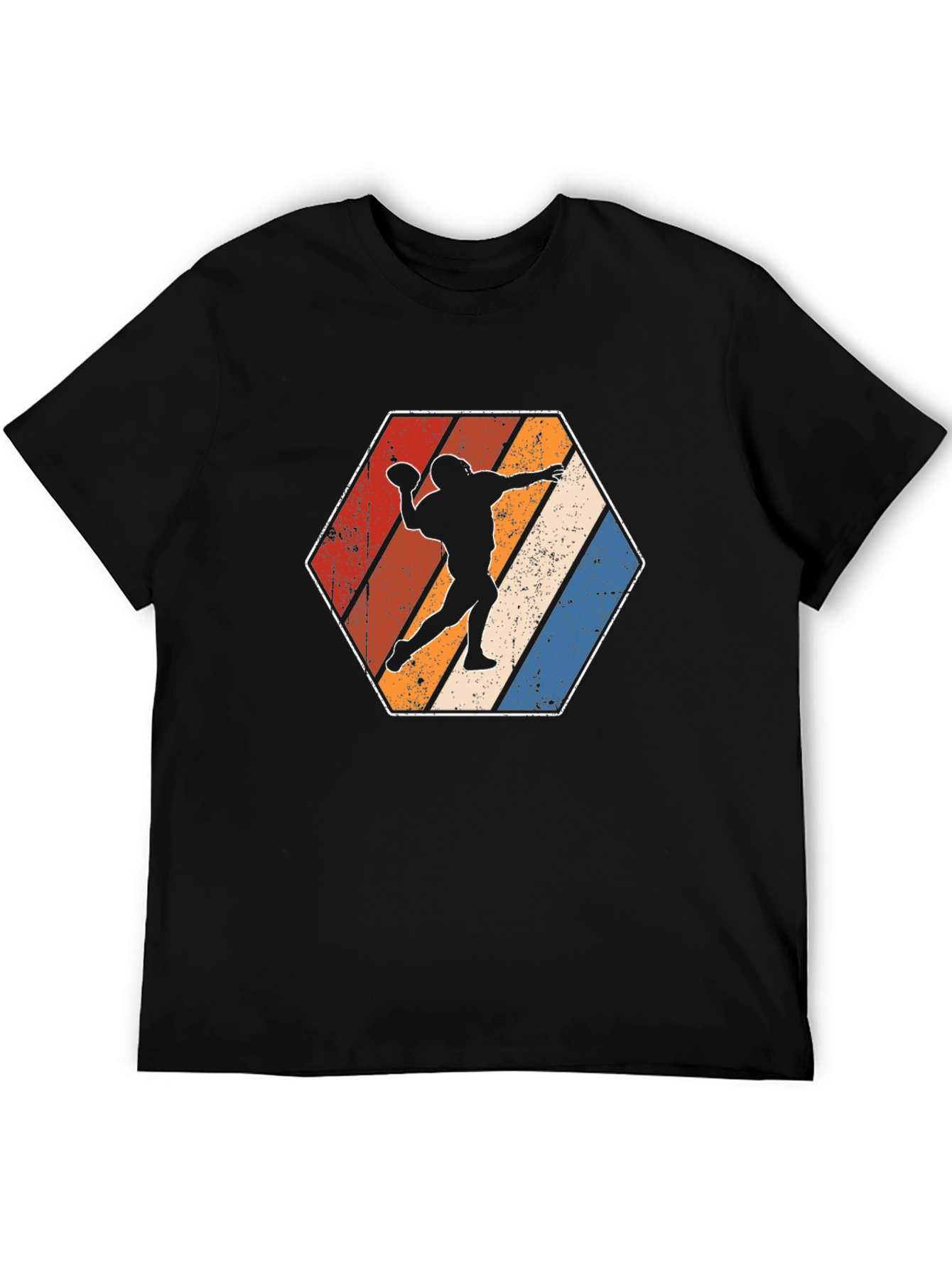 Retro Football Player Hexagon Graphic T-Shirt