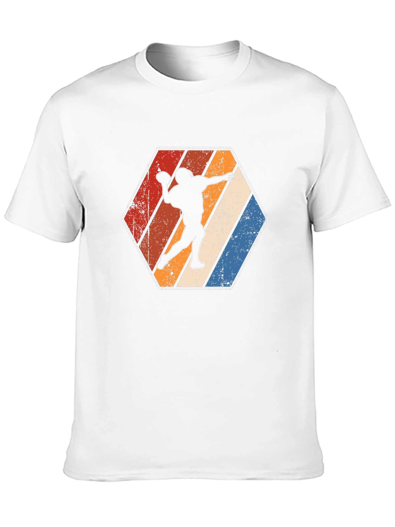 Retro Football Player Hexagon Graphic T-Shirt