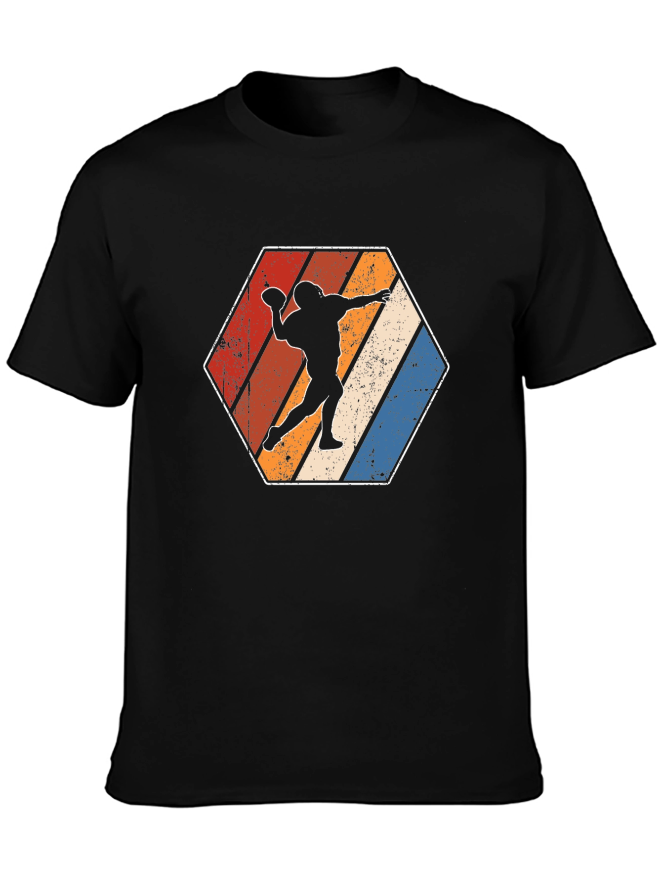 Retro Football Player Hexagon Graphic T-Shirt