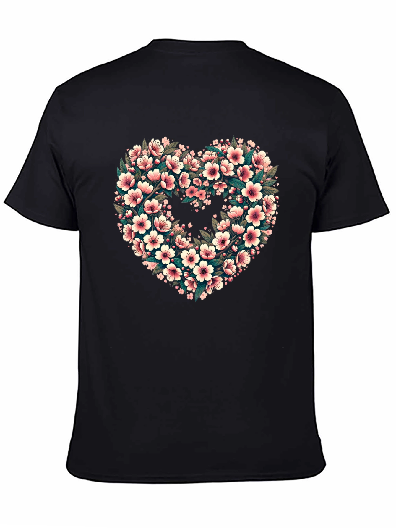 Floral Heart Tee - Black Graphic T-Shirt