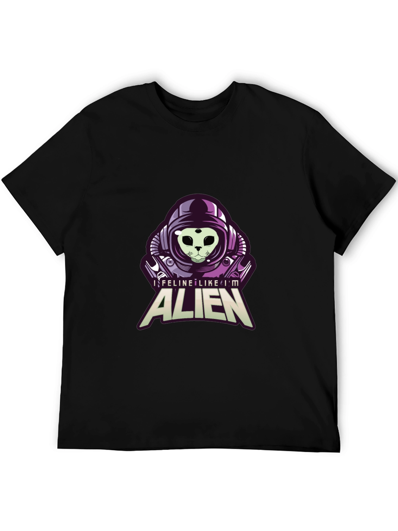 Feline Like Im Alien Black Graphic Tee