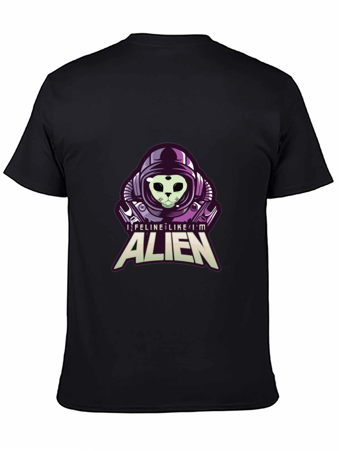 Feline Like Im Alien Black Graphic Tee