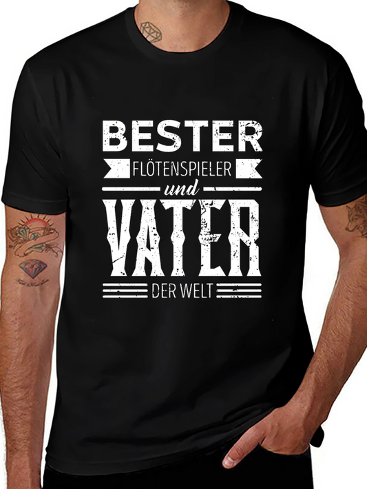 Bester Flötenspieler Vater T-Shirt - Best Flute Player Dad Tee