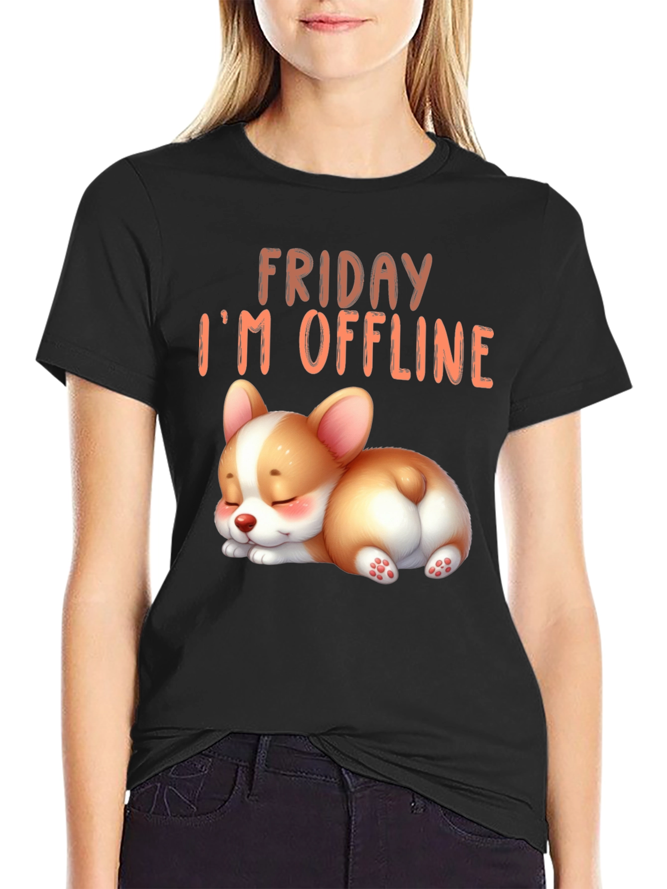 Friday Im Offline Corgi T-Shirt