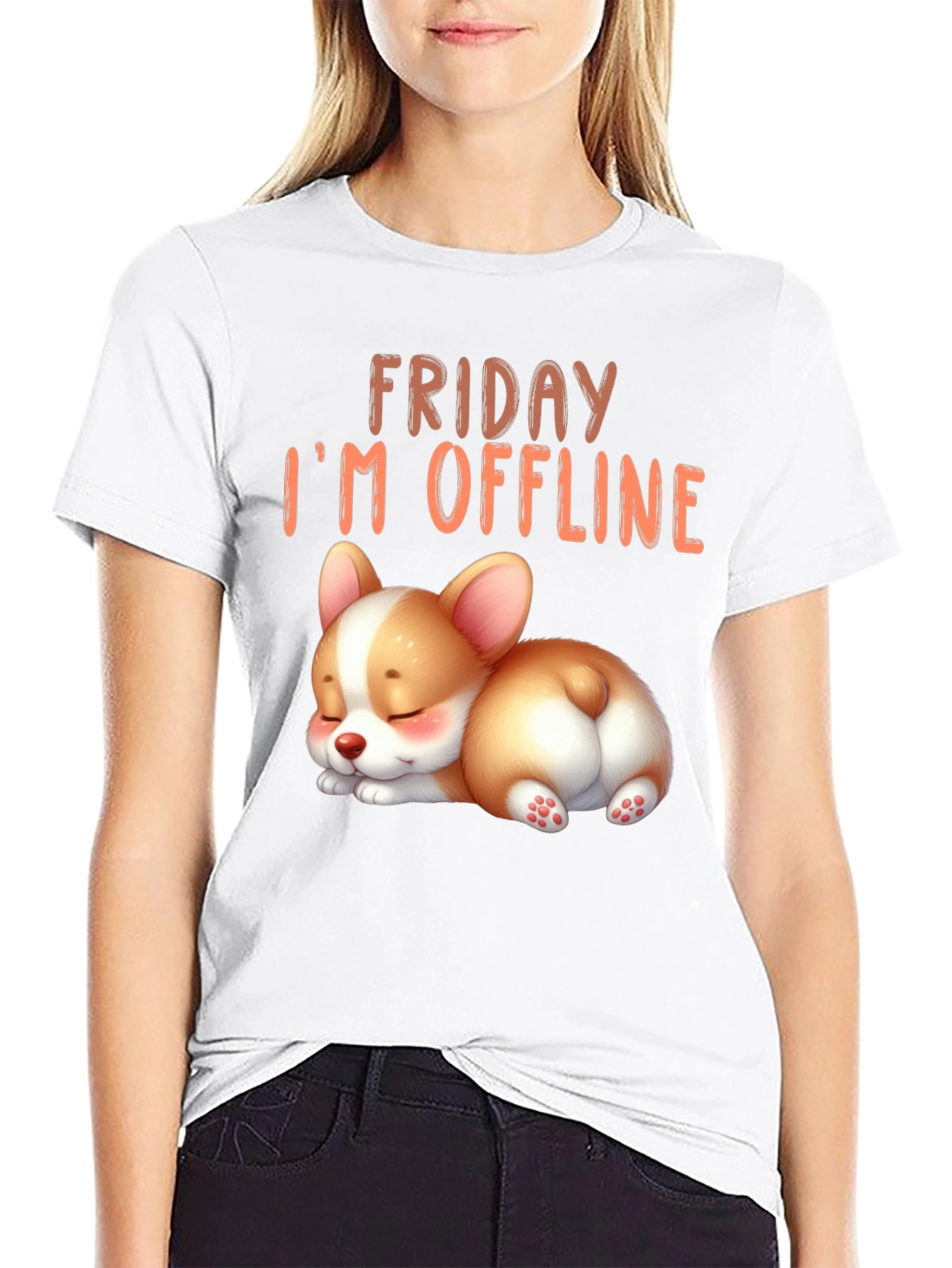 Friday Im Offline Corgi T-Shirt