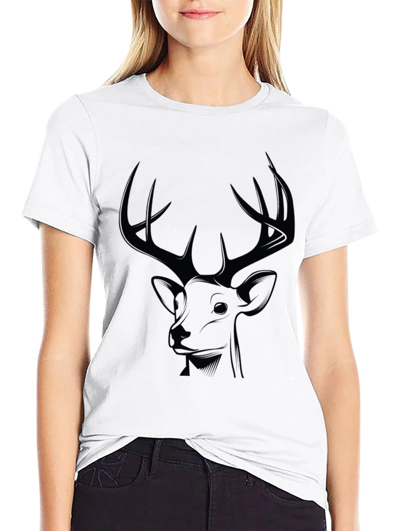 Black Deer Graphic Tee - Mens Casual Style