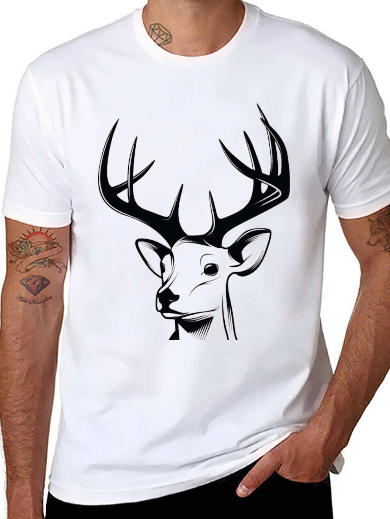 Black Deer Graphic Tee - Mens Casual Style