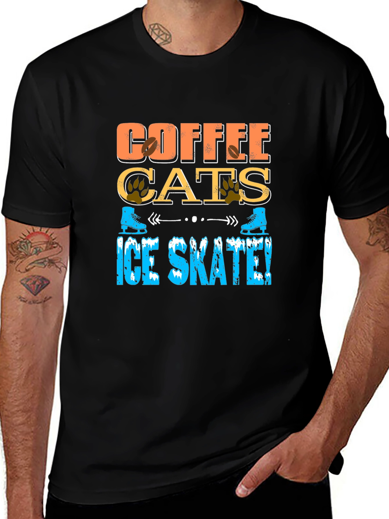 Coffee Cats Ice Skate T-Shirt