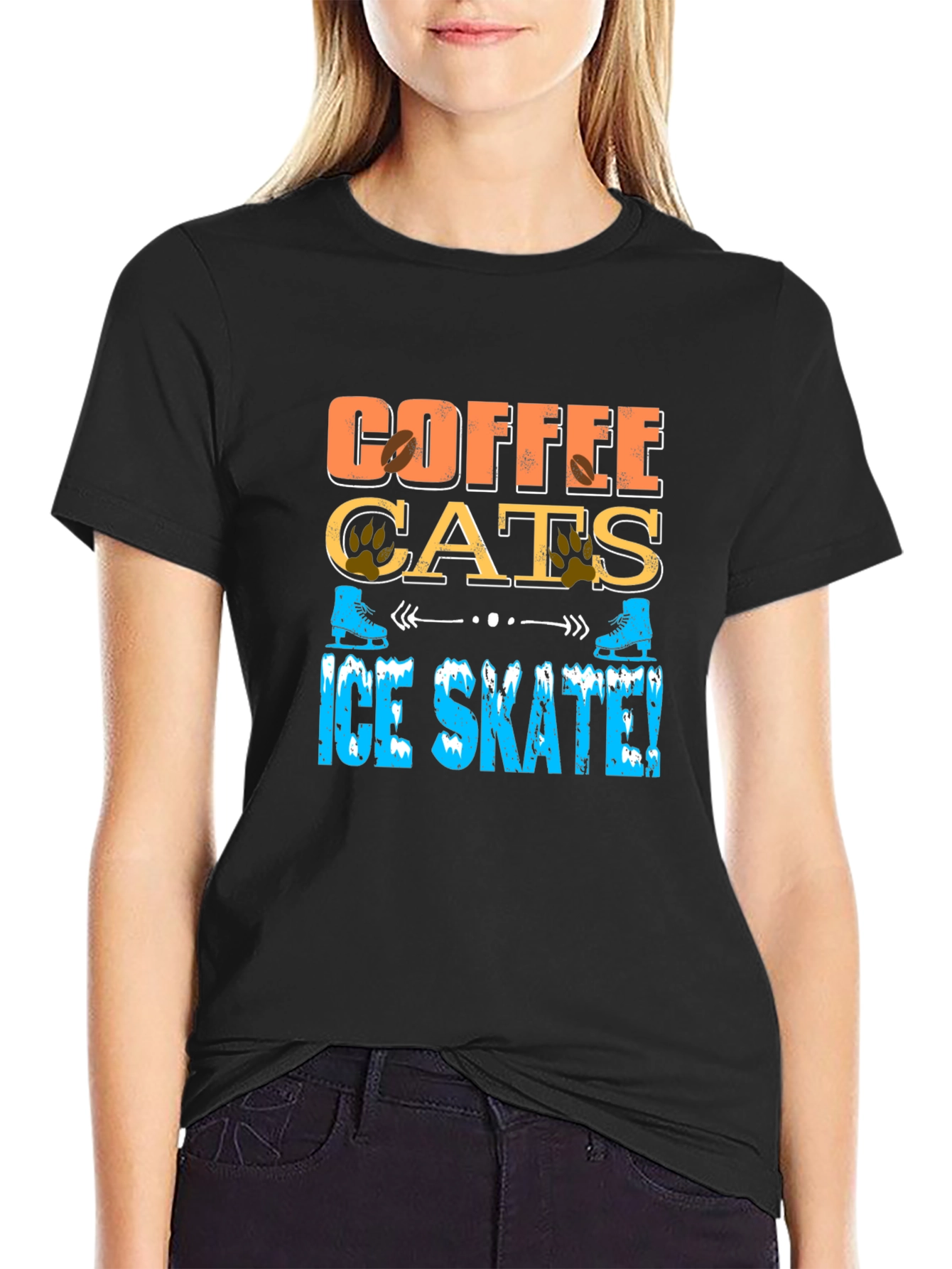 Coffee Cats Ice Skate T-Shirt