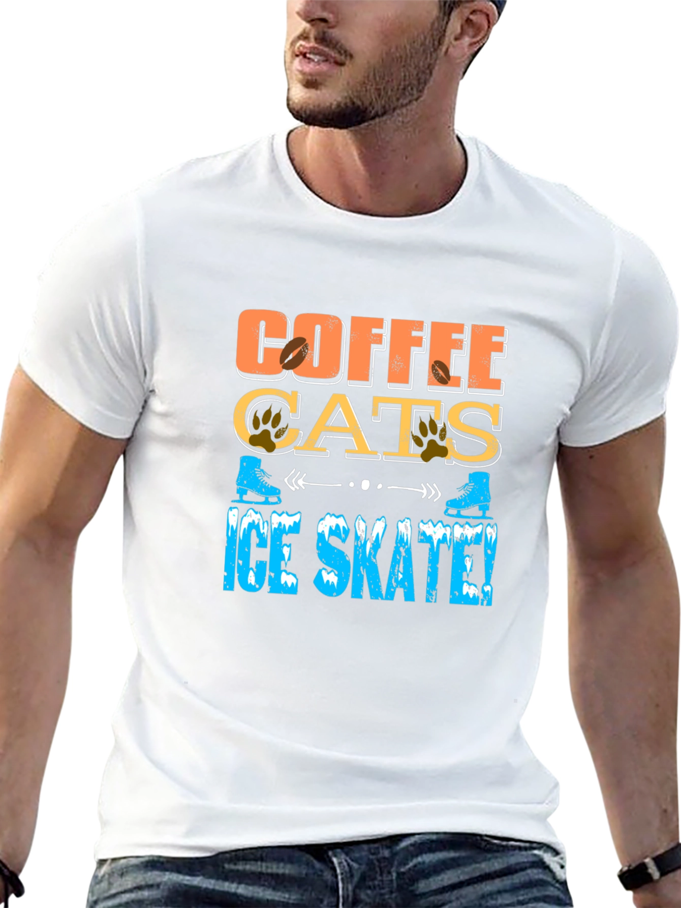 Coffee Cats Ice Skate T-Shirt
