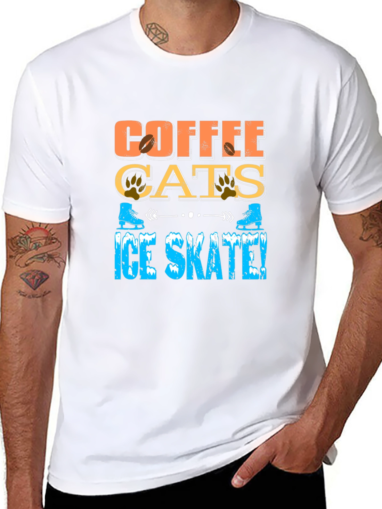 Coffee Cats Ice Skate T-Shirt