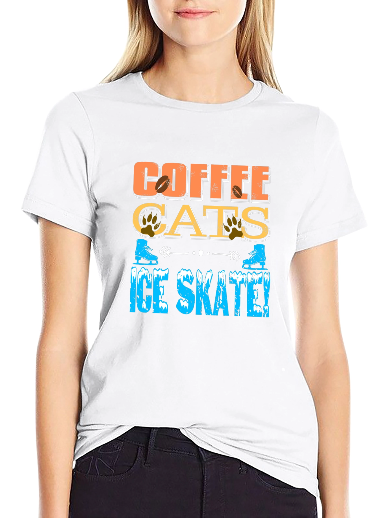 Coffee Cats Ice Skate T-Shirt