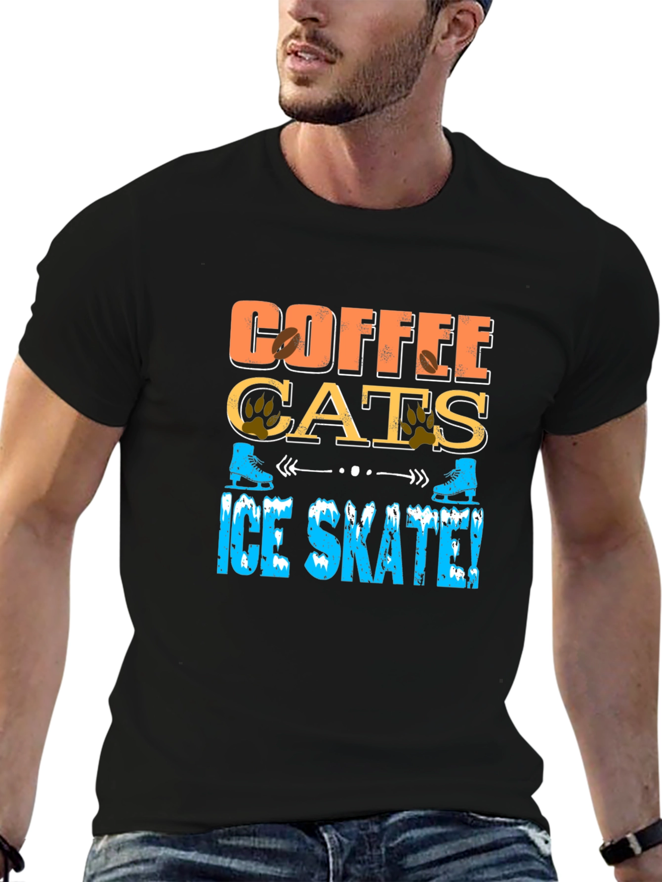 Coffee Cats Ice Skate T-Shirt