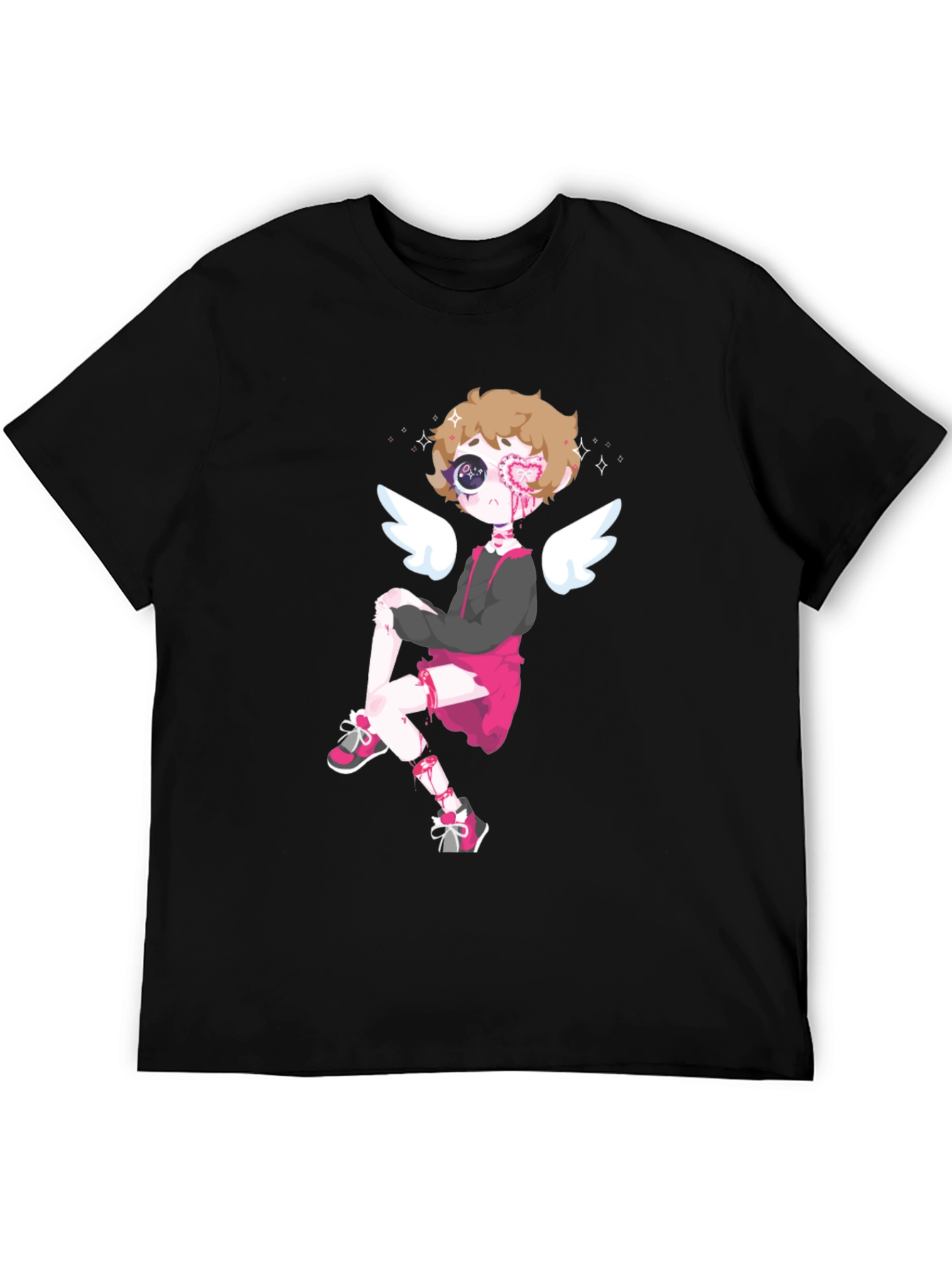 Cupid Cartoon Graphic Tee - Mens Black T-Shirt