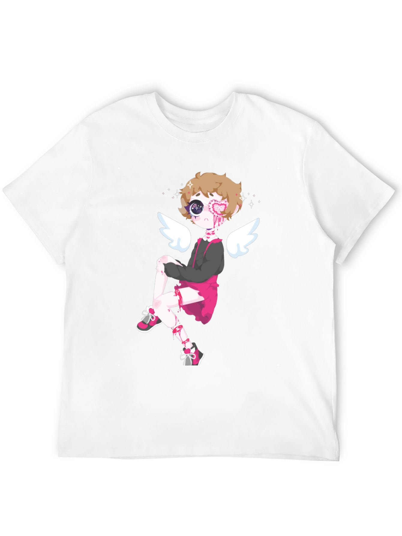 Cupid Cartoon Graphic Tee - Mens Black T-Shirt