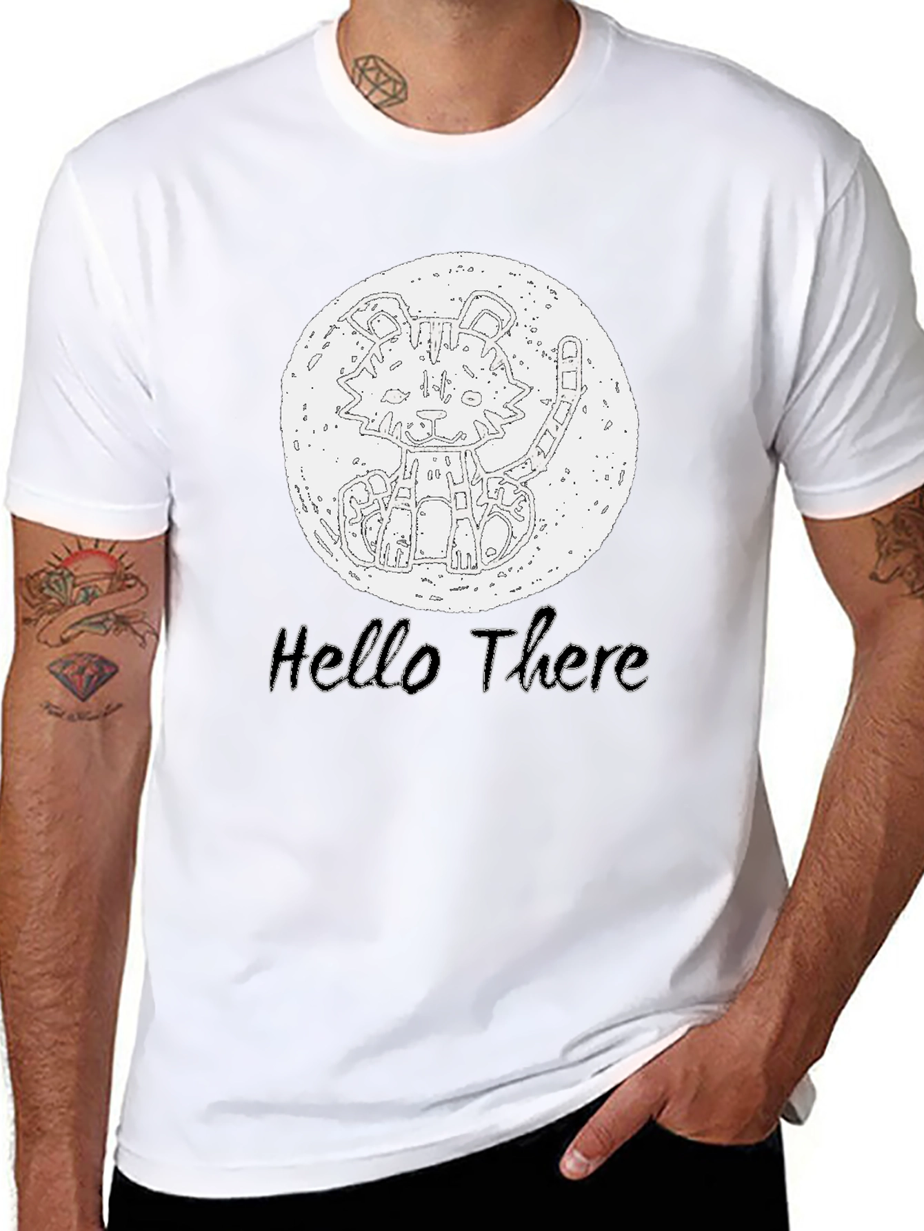 Hello There Tiger Graphic Tee - Black