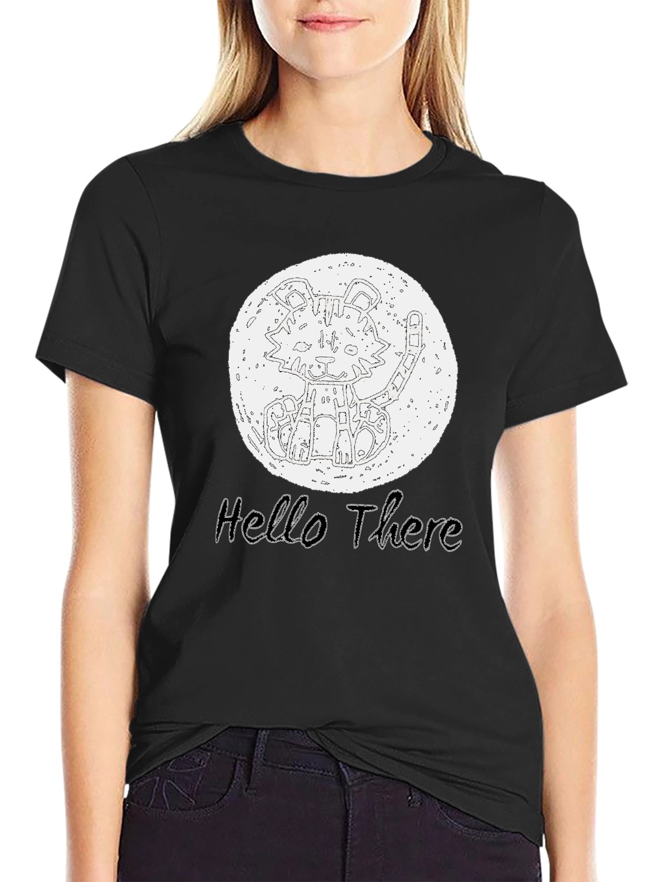 Hello There Tiger Graphic Tee - Black
