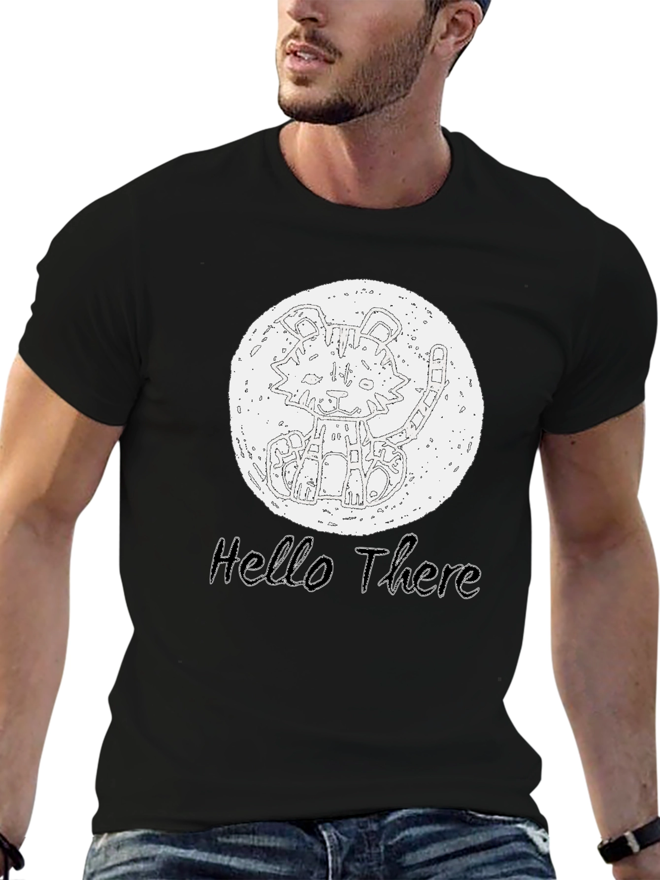 Hello There Tiger Graphic Tee - Black