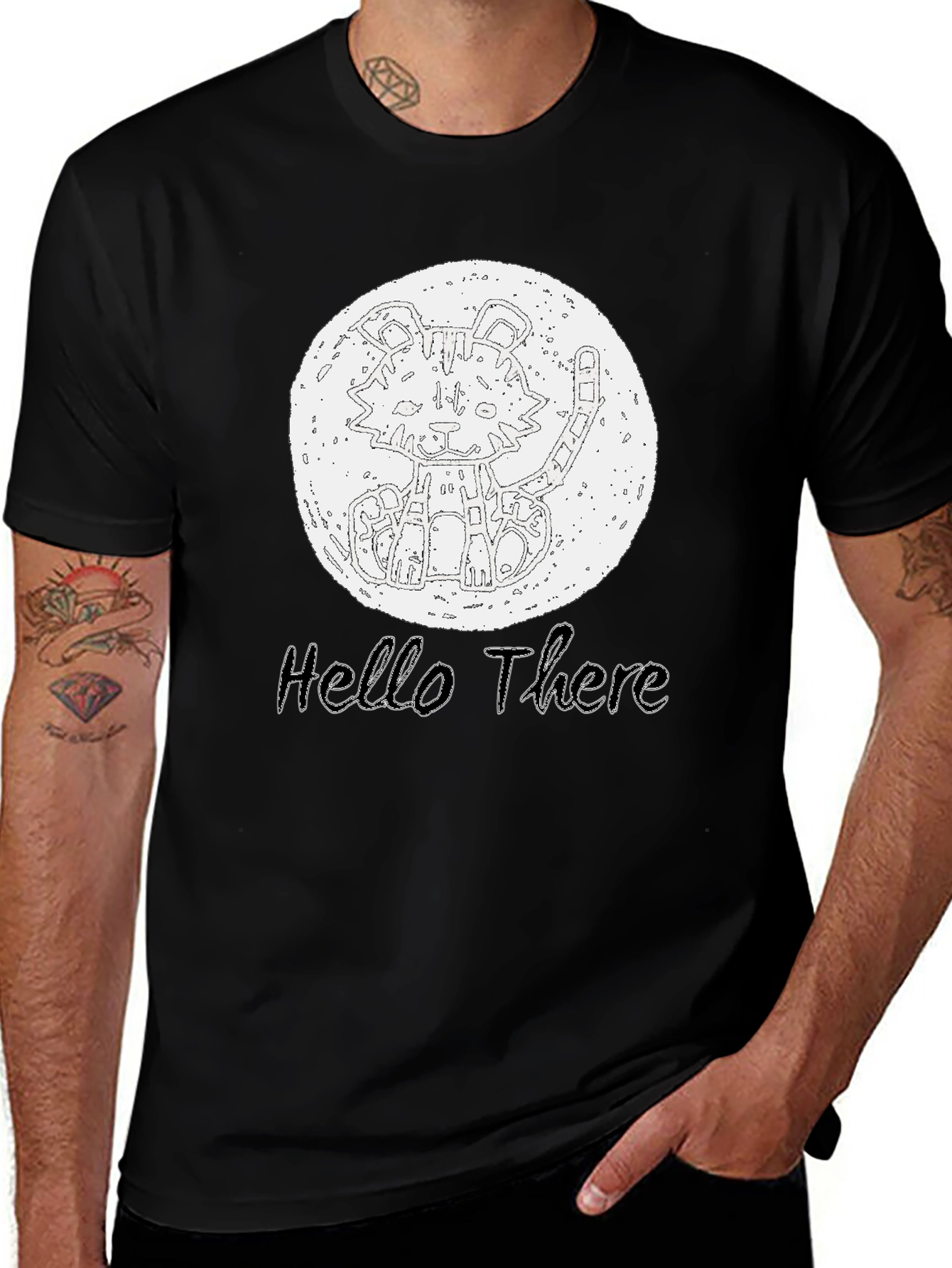 Hello There Tiger Graphic Tee - Black