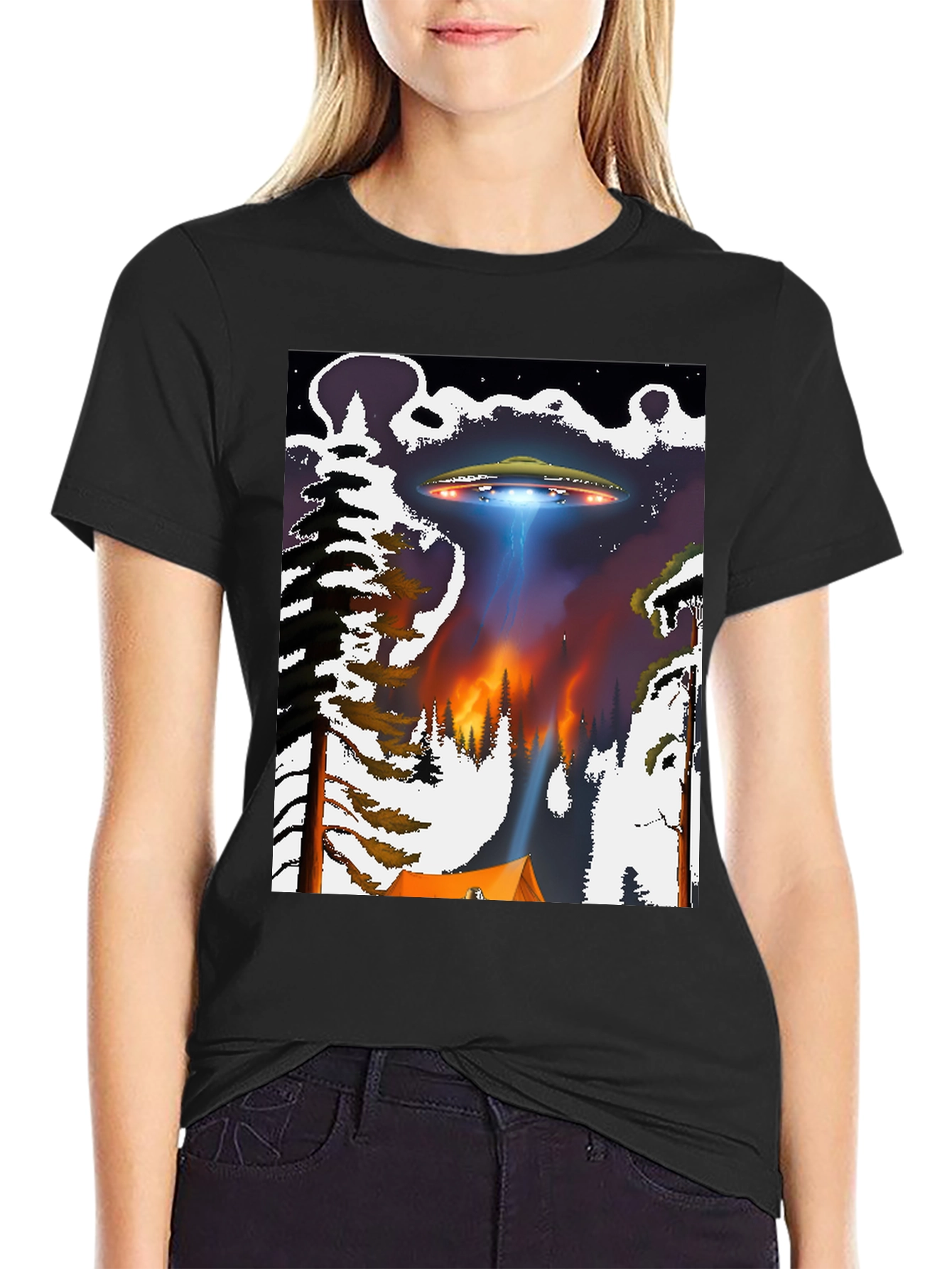 UFO Abduction T-Shirt - Camping Alien Adventure