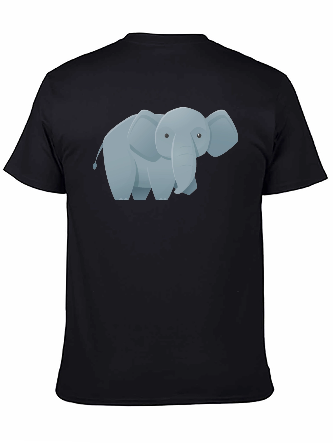 Cute Cartoon Elephant Graphic Tee - Black
