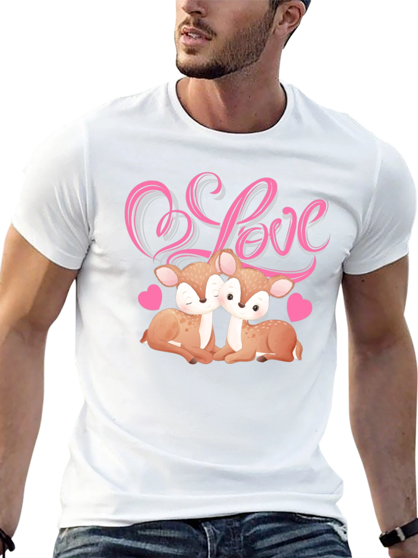Love Deer Graphic Tee - Soft Cotton Blend